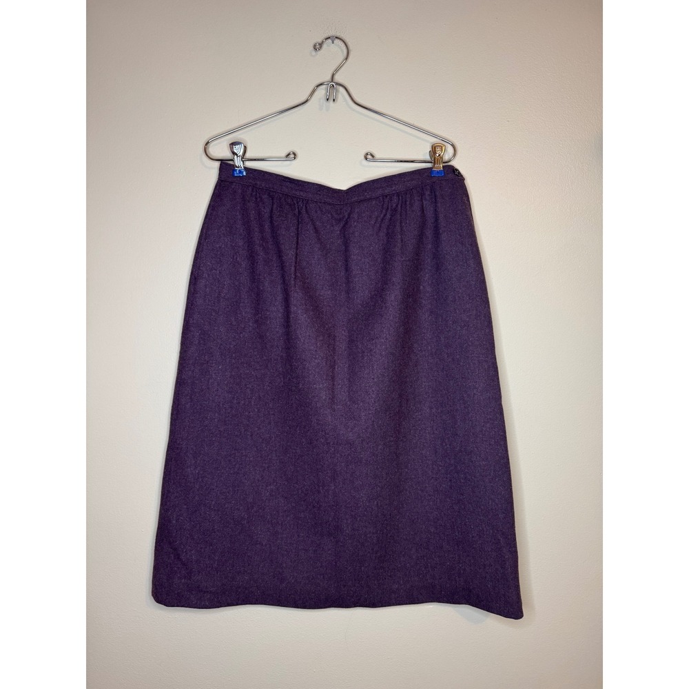 Vintage Pendleton Purple 100% Virgin Wool A-Line Midi Skirt Made in USA Womens